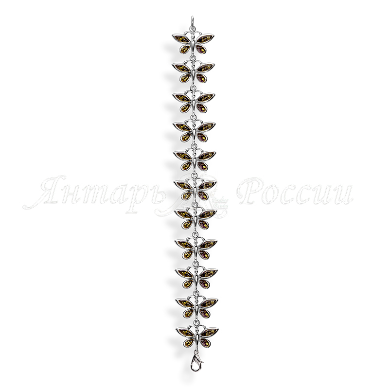 Браслет Посеребрение, янтарь