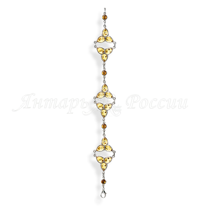 Браслет Посеребрение, янтарь